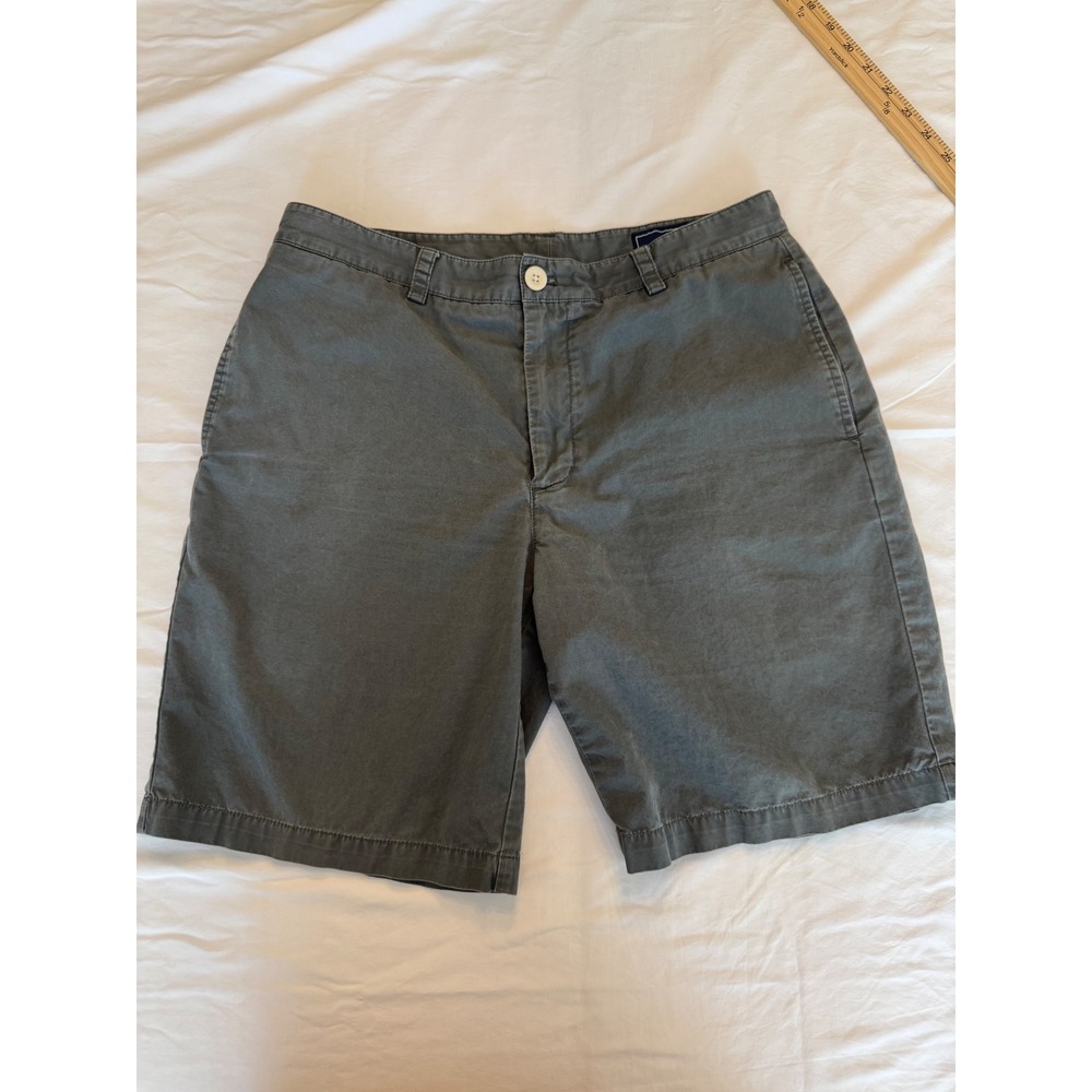 Vineyard Vines Club Short Mens 33 Gray Cotton Twill Flat Front Chino Shorts 9in